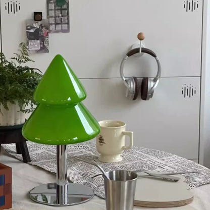 Glass Christmas Tree Table Lamp for Holiday Decor Bedroom Living Room Night Light