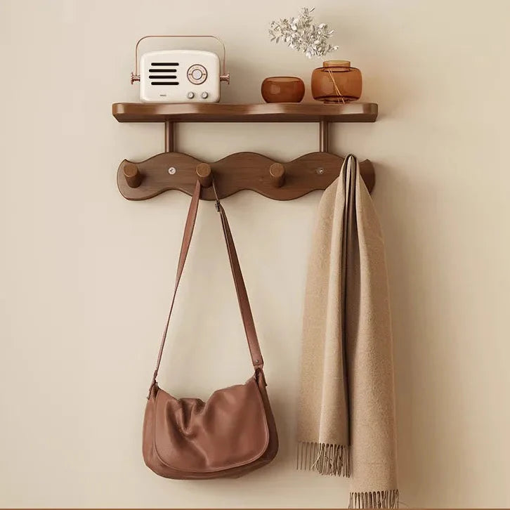 Moktan Sabai Bamboo Wall Coat Rack | Entryway Shelf & Hook Organizer