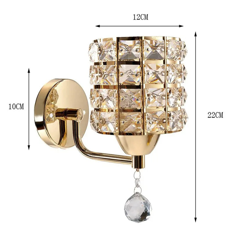 Moktan Sabai Crystal Wall Lamp – Gold/Silver Decorative Sconce Light for Bedroom & Living Room
