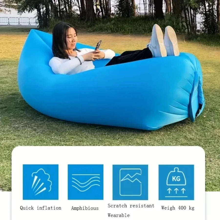 Moktan Sabai Inflatable Sofa Air Lounger Portable Camping Mat Beach Recliner Outdoor Chair