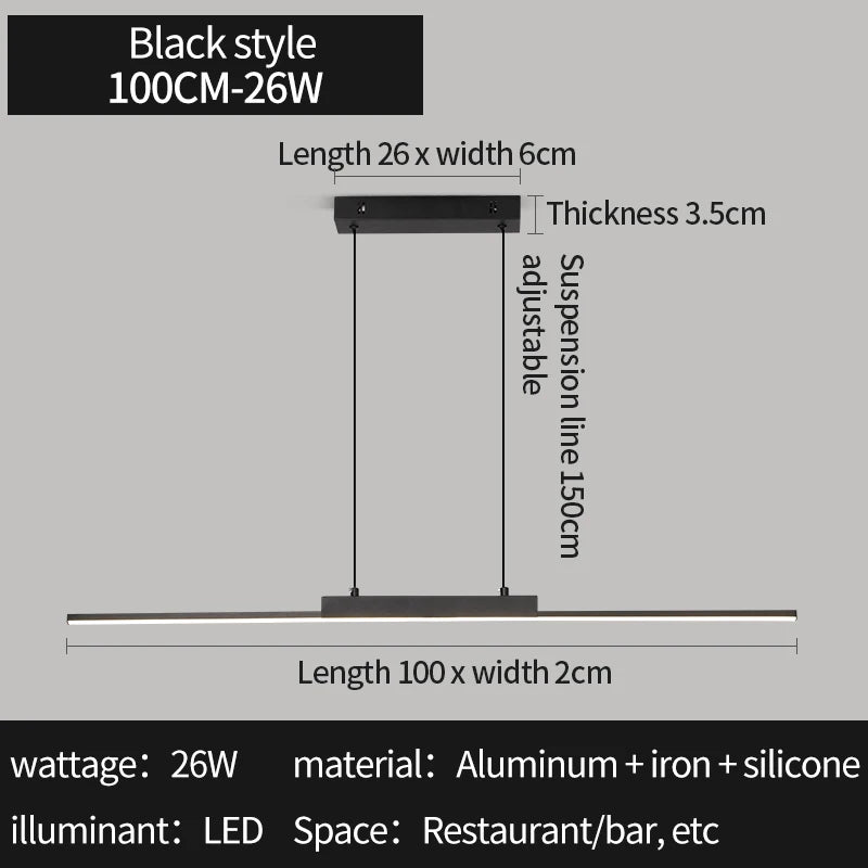 Moktan Sabai Modern Long Pendant Light – Minimalist Dining Room Chandelier for Kitchen & Living