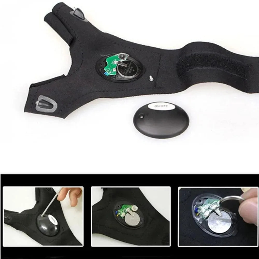 Moktan Sabai LED Flashlight Running Gloves – Waterproof Fingerless Gloves for Cycling & Hiking