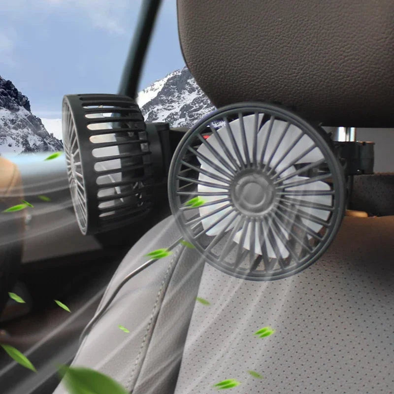 Moktan Sabai Portable Dual-Head USB Fan for Car with 360° Rotation & 3 Speed Settings for Ultimate Comfort