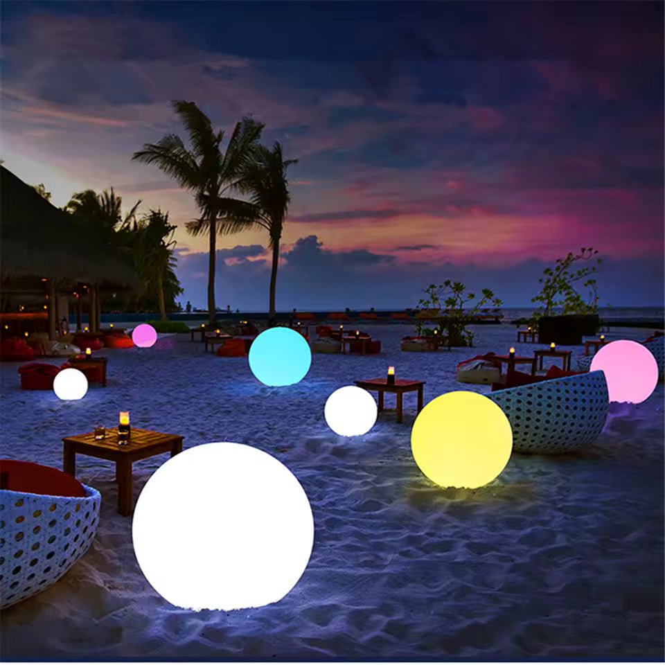 Moktan Sabai Modern PE Globe Outdoor Garden Light | Rechargeable 16 Color LED Outdoor Lamp