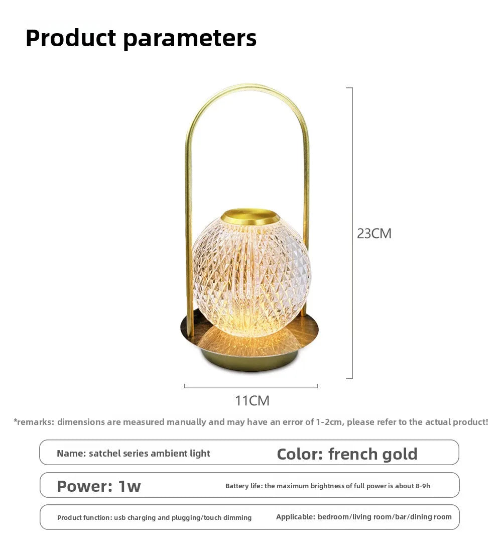 Moktan Sabai Portable Metal LED Desk Lamp USB Rechargeable Bedside Night Light Decor