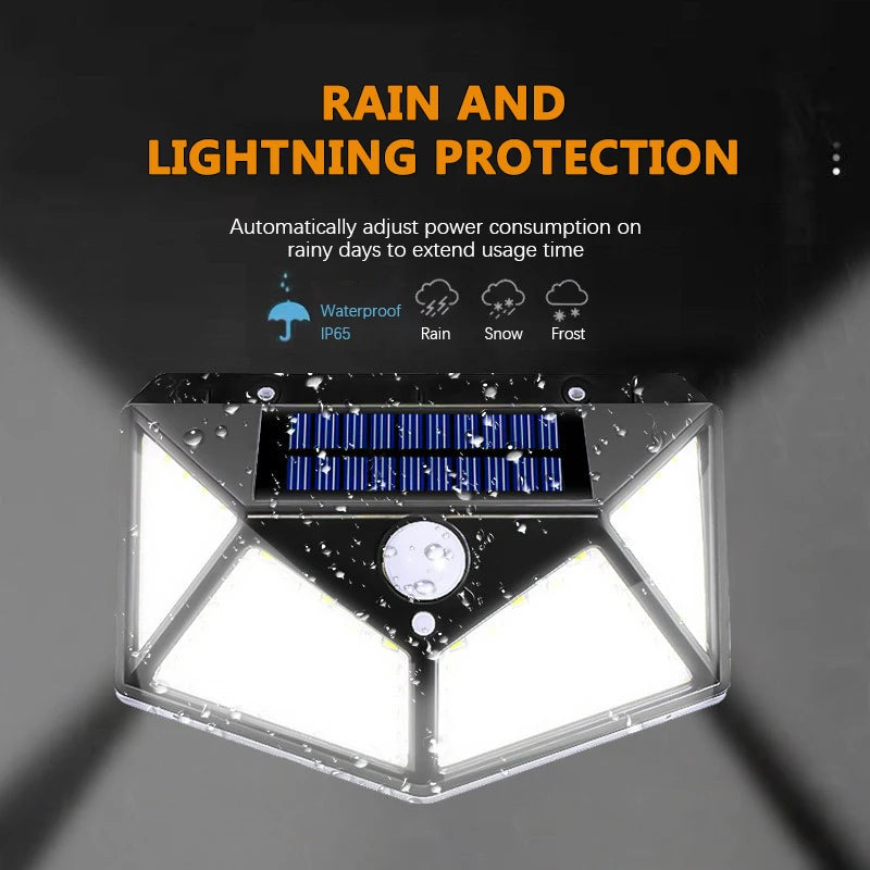 Moktan Sabai 100 LED Solar Motion Sensor Light | Waterproof Outdoor Wall Lamp for Yard Security