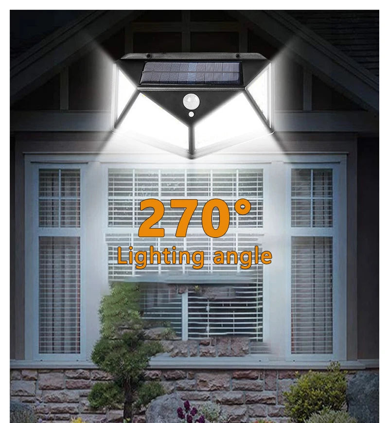 Moktan Sabai 100 LED Solar Motion Sensor Light | Waterproof Outdoor Wall Lamp for Yard Security