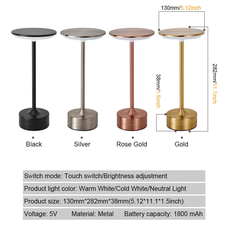 Moktan Sabai Touch Sensor LED Table Lamp USB Rechargeable Portable Night Light for Bedroom Bar