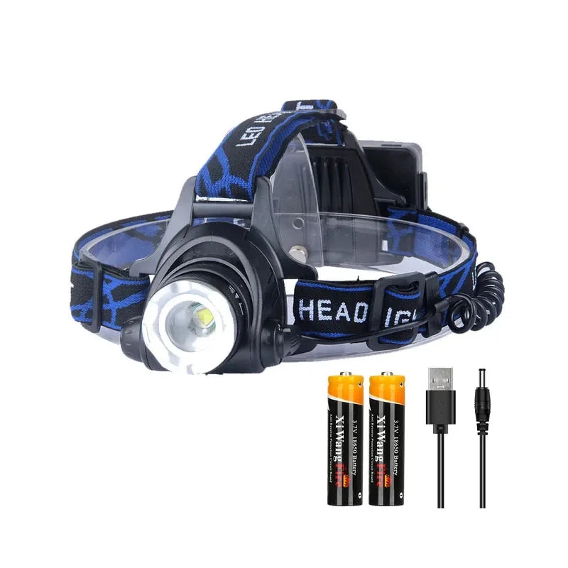 Moktan Sabai Powerful LED Headlamp Zoomable Rechargeable Waterproof for Camping Fishing New V2