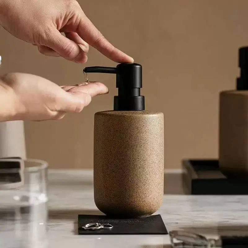 Moktan Sabai Ceramic Soap Dispenser | Nordic 300ml Pump Bottle Tall