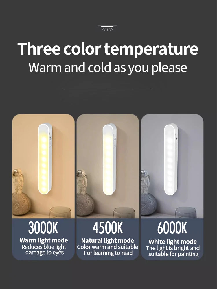 Moktan Sabai USB Rechargeable LED Night Light 3 Color Dimmable Magnetic Cabinet Lamp