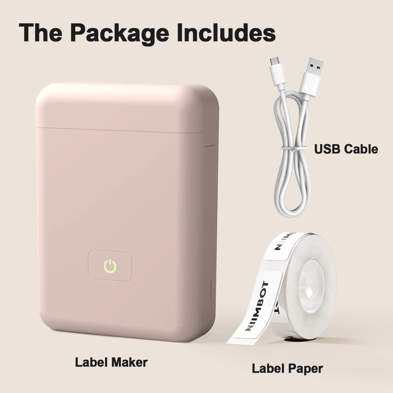 Moktan Sabai Portable Thermal Label Maker Mini Sticker Printer for Home School Office Organizing Pink Color