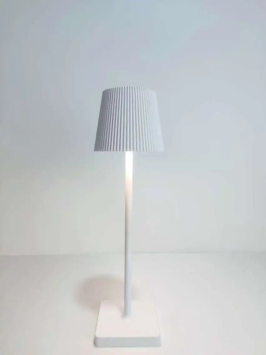 Moktan Sabai LumiGrid | Modern Stripe LED Table Lamp with Touch Dimming | Metal USB Desk Light for Decor White 2