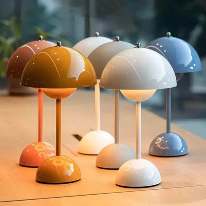 Portable LED Mushroom Table Lamp Touch Dimmable Rechargeable Flowerpot Light