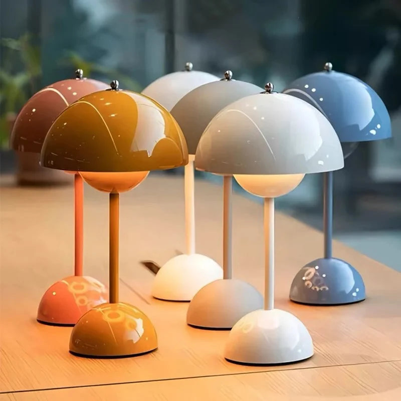 Moktan Sabai Portable LED Mushroom Table Lamp Touch Dimmable Rechargeable Flowerpot Light