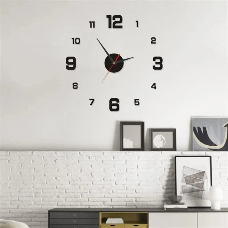 Moktan Sabai Luminous Digital Wall Clock Silent LED 3D DIY Modern Bedroom Living Room Decor Black 40cm