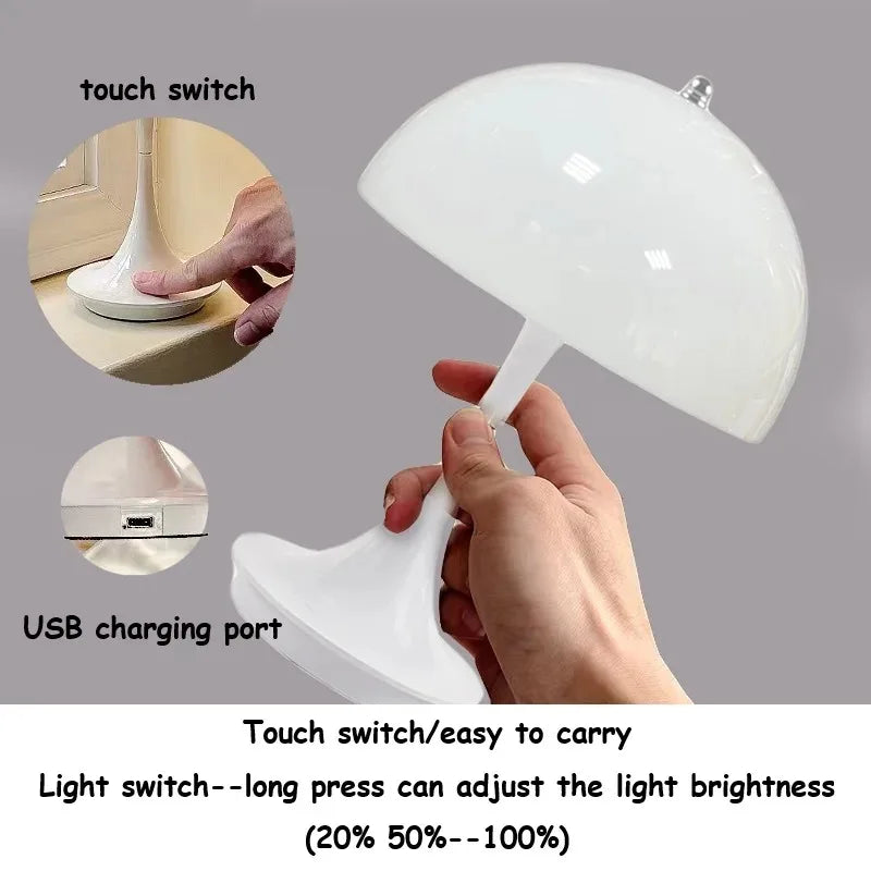 Rechargeable Dimmable LED Table Lamp Touch Control Bedside Light for Bedroom