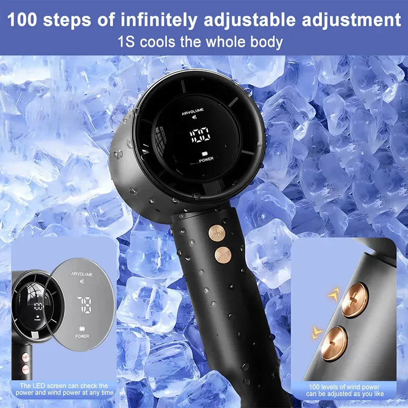 Moktan Sabai Turbo Mini | Handheld Fan with 100-Speed Control | Portable Misting Fan for Personal Cooling