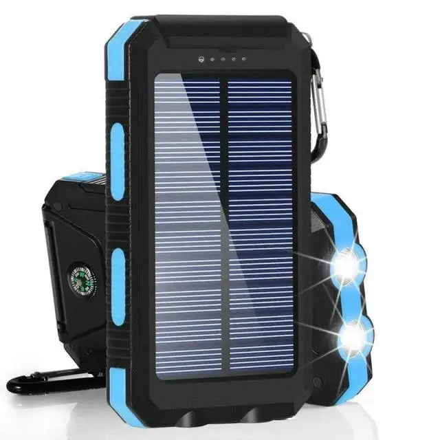Moktan Sabai Solar Power Bank 20000mAh Portable Charger External Battery LED Light for Phones blue