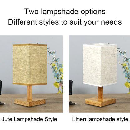 Dimmable LED Bedside Table Lamp Chinese Fabric Shade USB Night Light for Bedroom