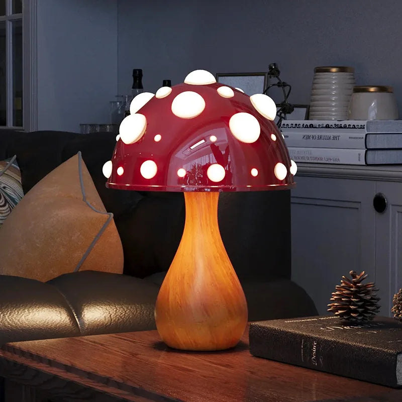Moktan Sabai Amanita | Mushroom LED Lamp with Warm Light | USB Desk Night Light for Cozy Bedroom Decor
