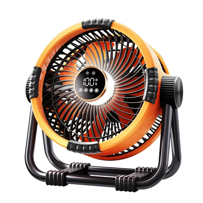 Moktan Sabai Outdoor Essentials | Rechargeable Camping Fan with LED Light & Power Bank | 20000mAh Battery for Extended Use Orange