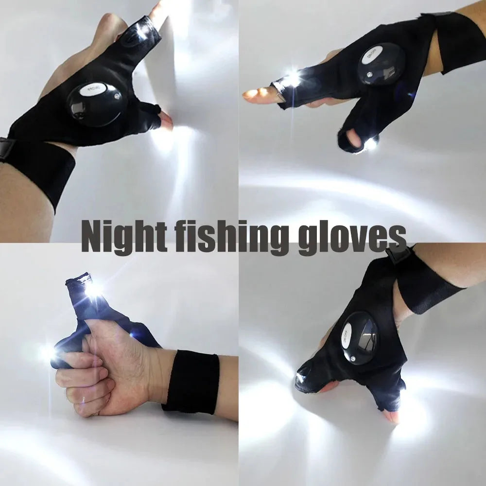 Moktan Sabai LED Cycling Gloves – Fingerless Gloves with Lights for Fishing, Outdoor & Sports