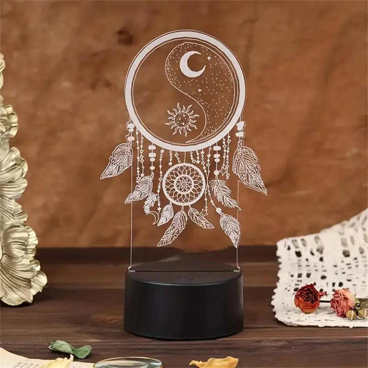 Moktan Sabai Dream Catcher 3D Night Light Optical Illusion Lamp 7-Color Touch Bedroom Decor
