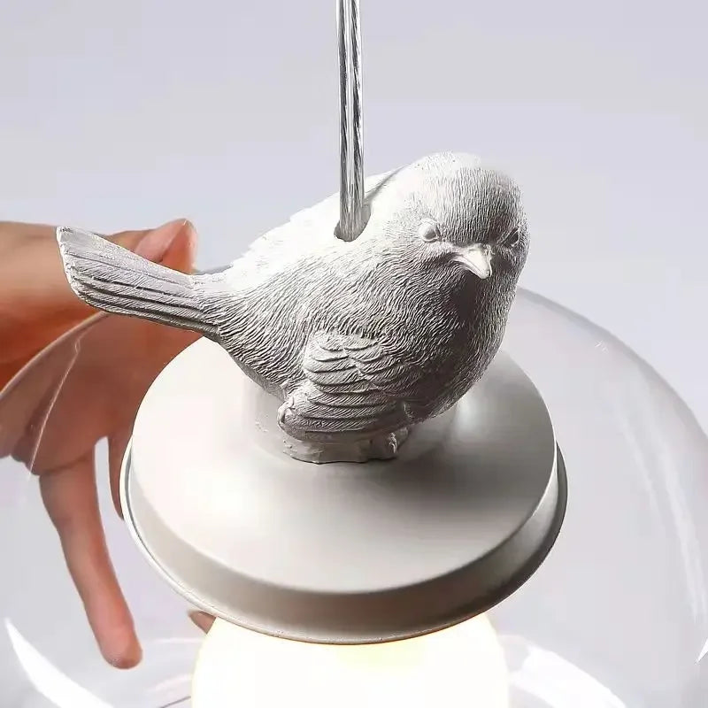 Moktan Sabai Bird Glass Pendant Light E27 Hanging LED Lamp Dining Kitchen Bedroom Decor