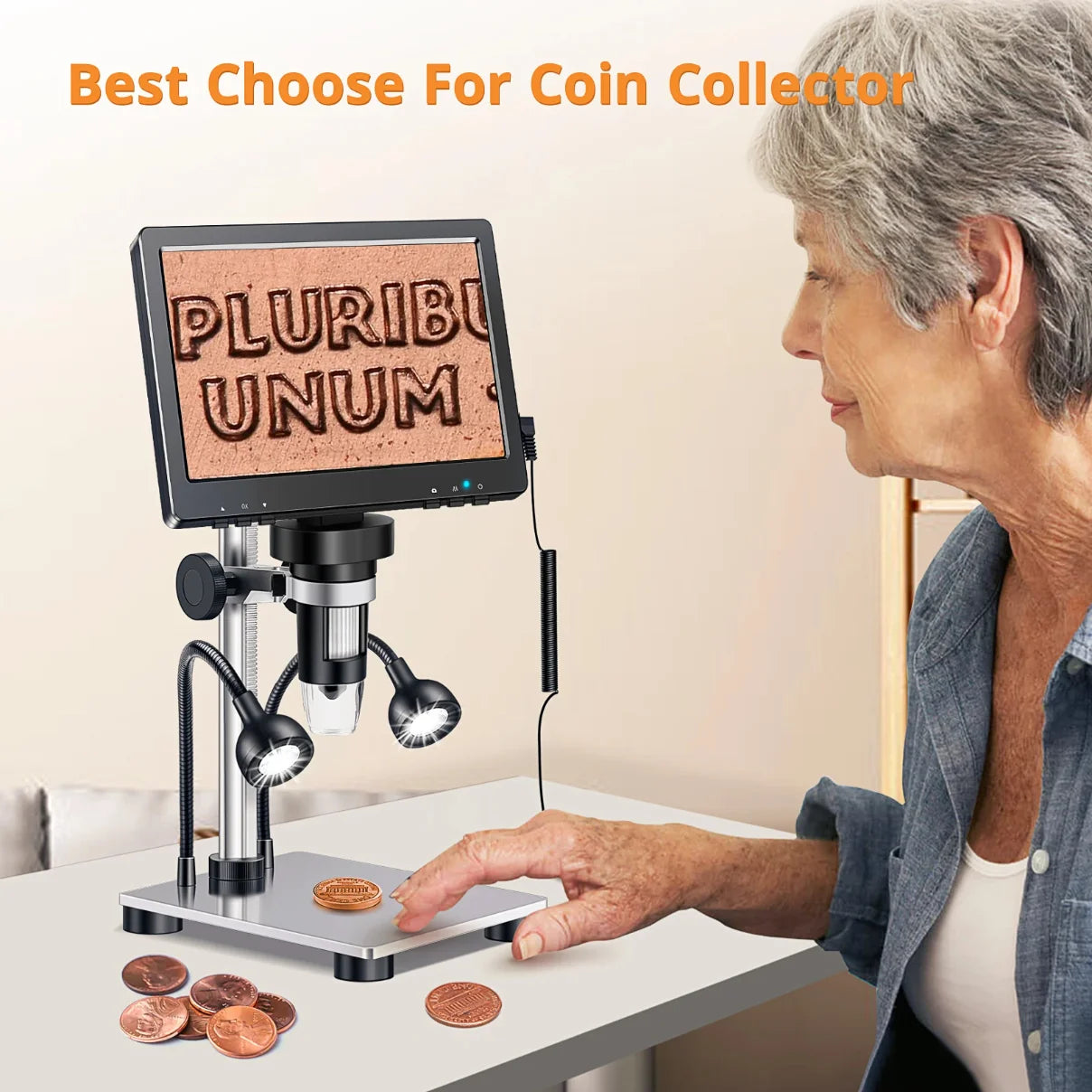 Moktan Sabai 7 Inch Digital Microscope 1200X Coin Repair Camera with LED PC View