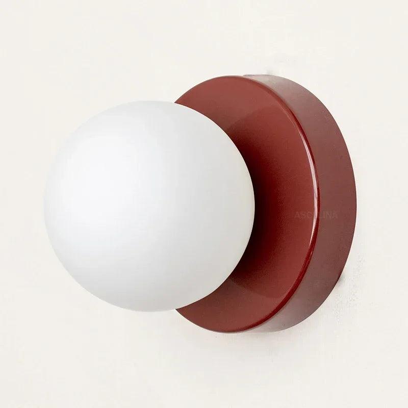 Moktan Sabai Nordic Glass LED Wall Lamp Orb Sconce for Bedroom Hallway Staircase Red