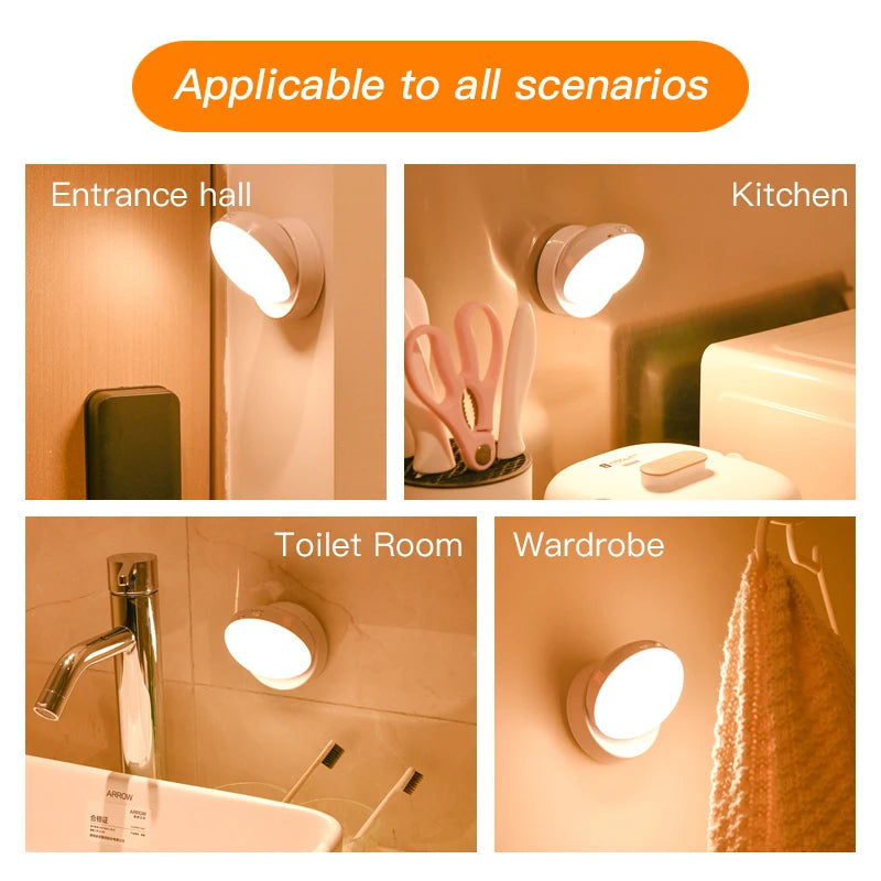 Moktan Sabai 360° Rotating Magnetic LED Night Light Motion Sensor USB Rechargeable Lamp