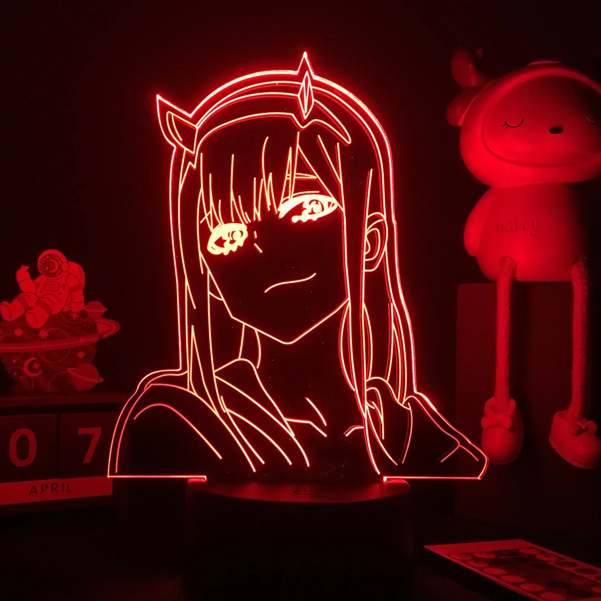 Moktan Sabai 3D Anime Girl LED Night Light 16 Color Illusion Bedside Bedroom Table Lamp FRANXX 02