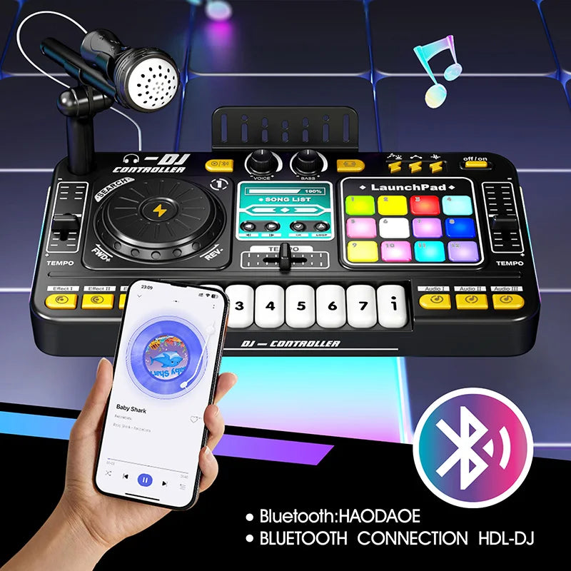 Moktan Sabai Kids DJ Mixer Controller Toy with Microphone Electronic Music Play Set