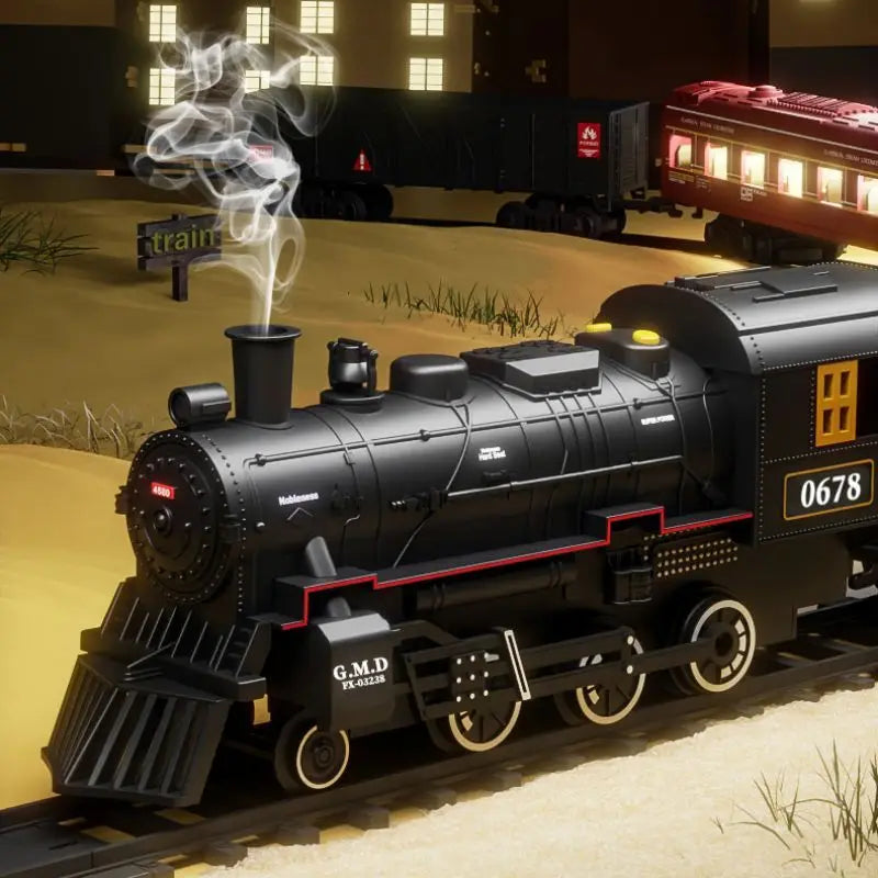 Moktan Sabai Kids Electric Train Set with Steam Smoke Lights Sounds Battery Powered