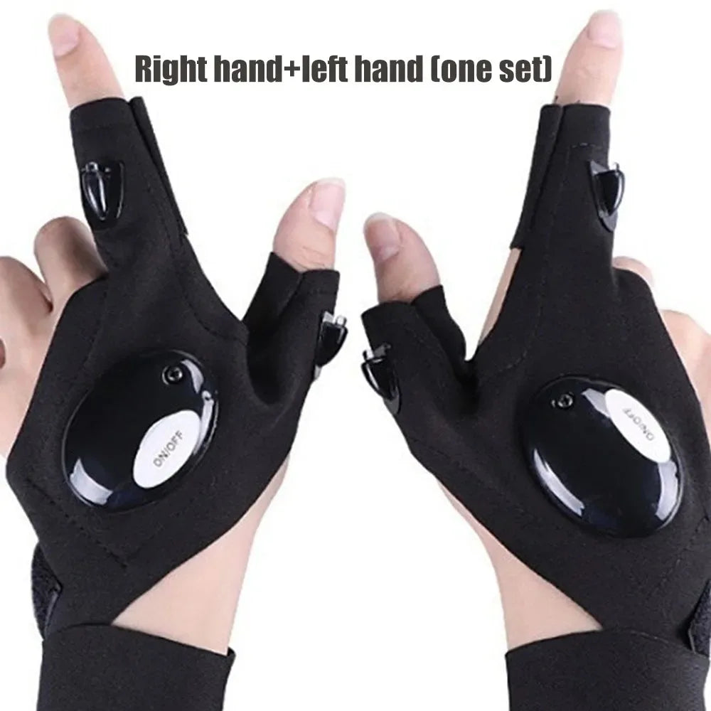 Moktan Sabai LED Cycling Gloves – Fingerless Gloves with Lights for Fishing, Outdoor & Sports