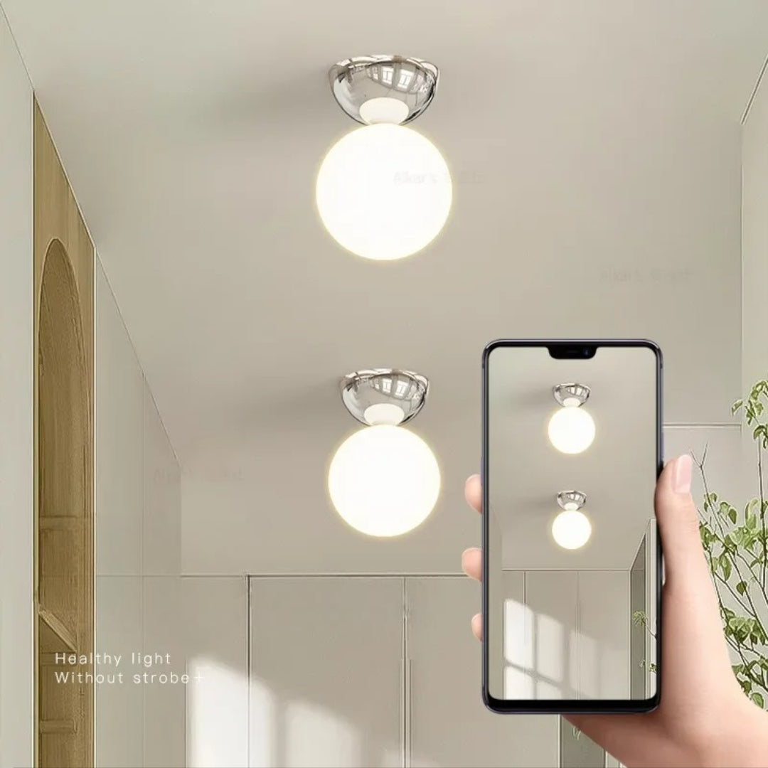 Moktan Sabai Bauhaus Dome Ceiling Light Cream Flush Mount Lamp for Hallway Balcony Entryway