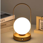 Moktan Sabai Portable Metal Table Lamp Rechargeable Dimmable 3 Color LED Bedside Desk Light D25-Golden L