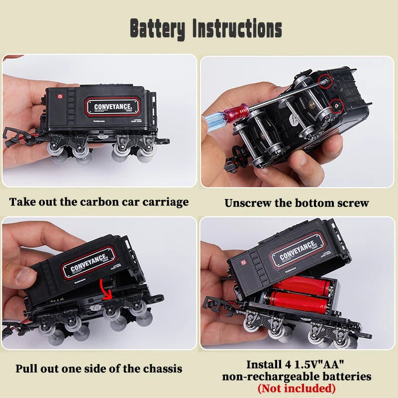 Moktan Sabai Kids Electric Train Set with Steam Smoke Lights Sounds Battery Powered