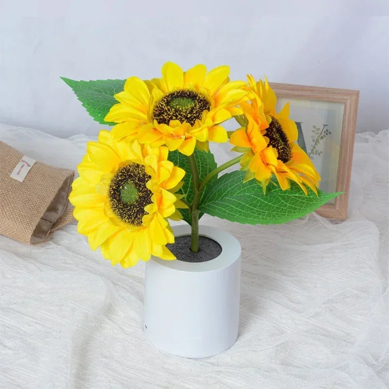 Moktan Sabai 3 LED Sunflower Night Light Rechargeable Table Lamp Bedroom Bedside Decor Lamp Night Light
