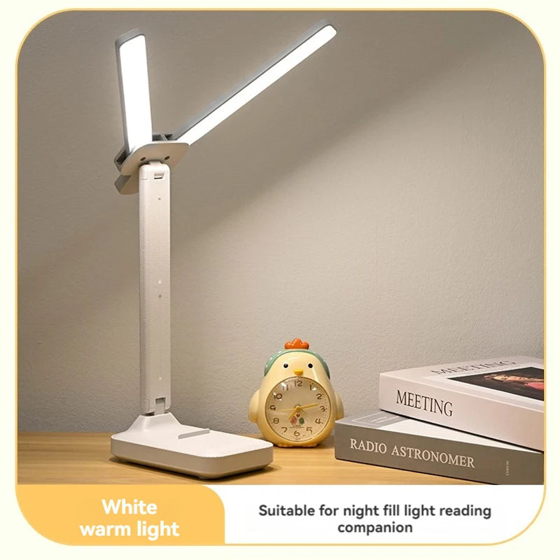 Moktan Sabai Dual Head LED Desk Lamp | USB Rechargeable Foldable Dimmable Study Reading Light
