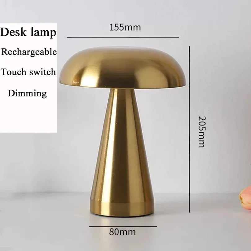 Moktan Sabai Rechargeable LED Mushroom Table Lamp Touch Sensor Bedside Night Light Decor Golden