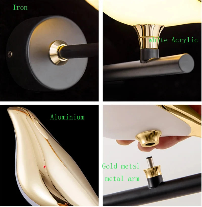 Moktan Sabai Nordic Golden Bird LED Wall Lamp Bedroom Bedside Living Room Bar Decorative Sconce
