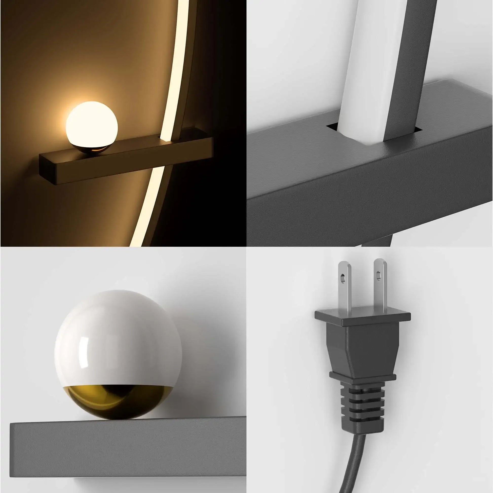 Moktan Sabai 2pcs Modern Adjustable LED Wall Sconce 31.5" Arched Bedside Lamp 3000K Warm Glow