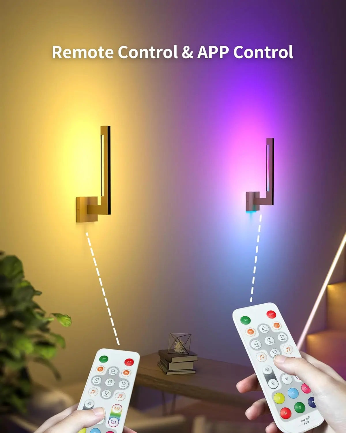 Moktan Sabai Modern Wall Sconces Dimmable RGB LED Wall Light with Remote for Living Room Bedroom