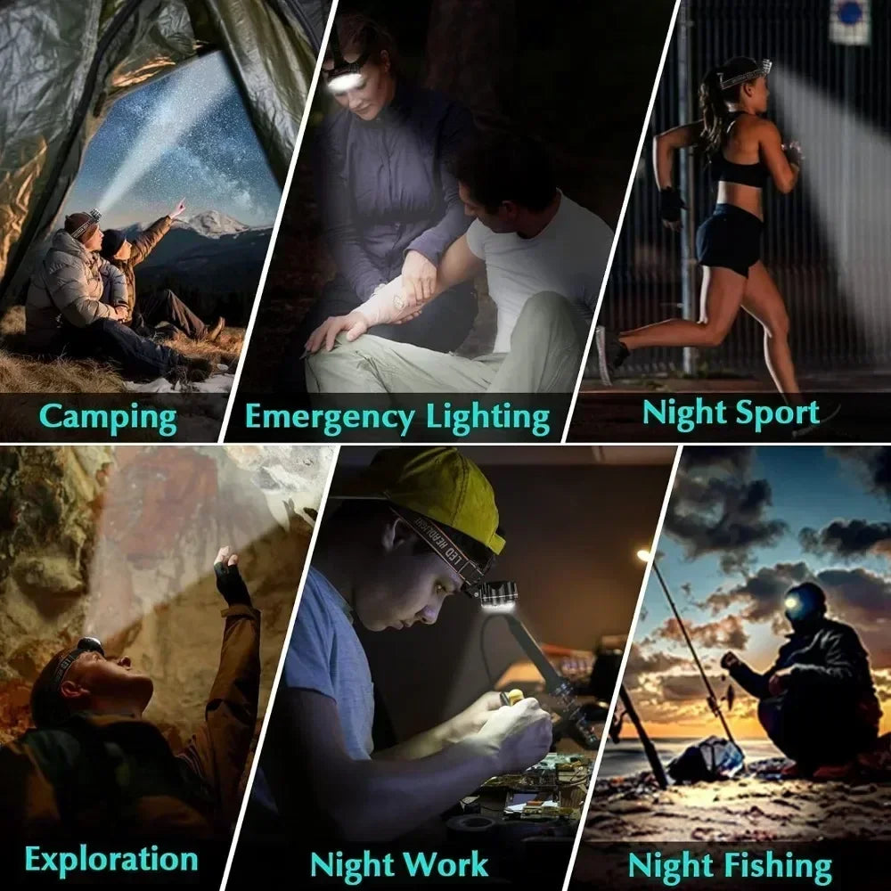 Moktan Sabai 8 LED Rechargeable Headlamp Powerful Headlight for Camping Fishing Hiking