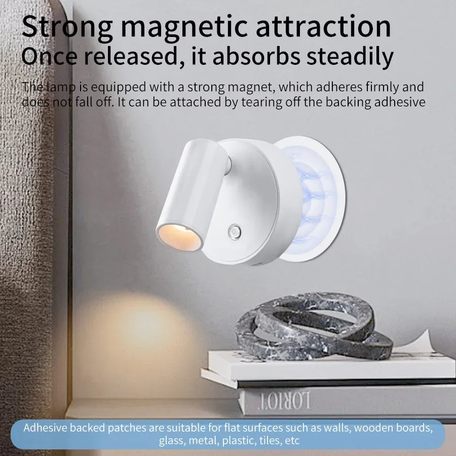 Moktan Sabai Magnetic LED Wall Light Rechargeable Touch Dimmable Cordless Bedside Lamp