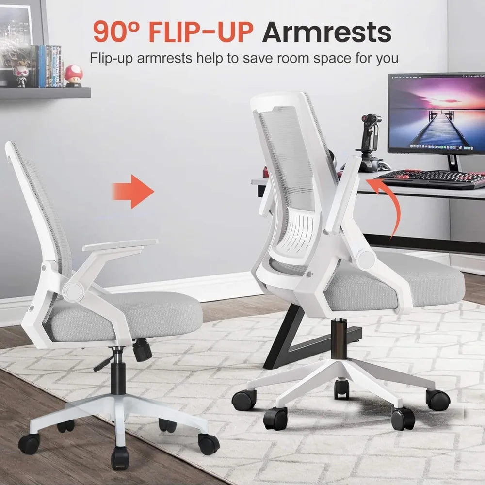 Moktan Sabai Ergonomic Mesh Office Chair Flip-Up Armrests Lumbar Support Wide Seat