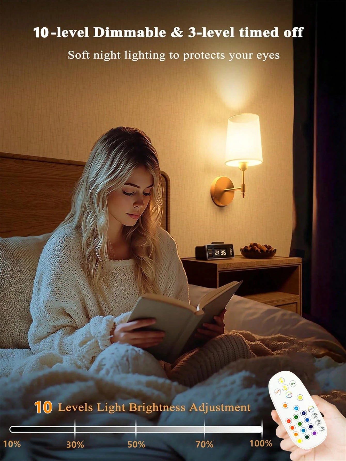 Moktan Sabai Wireless Wall Lamp – Rechargeable RGB Battery Light with Remote for Bedroom Decor