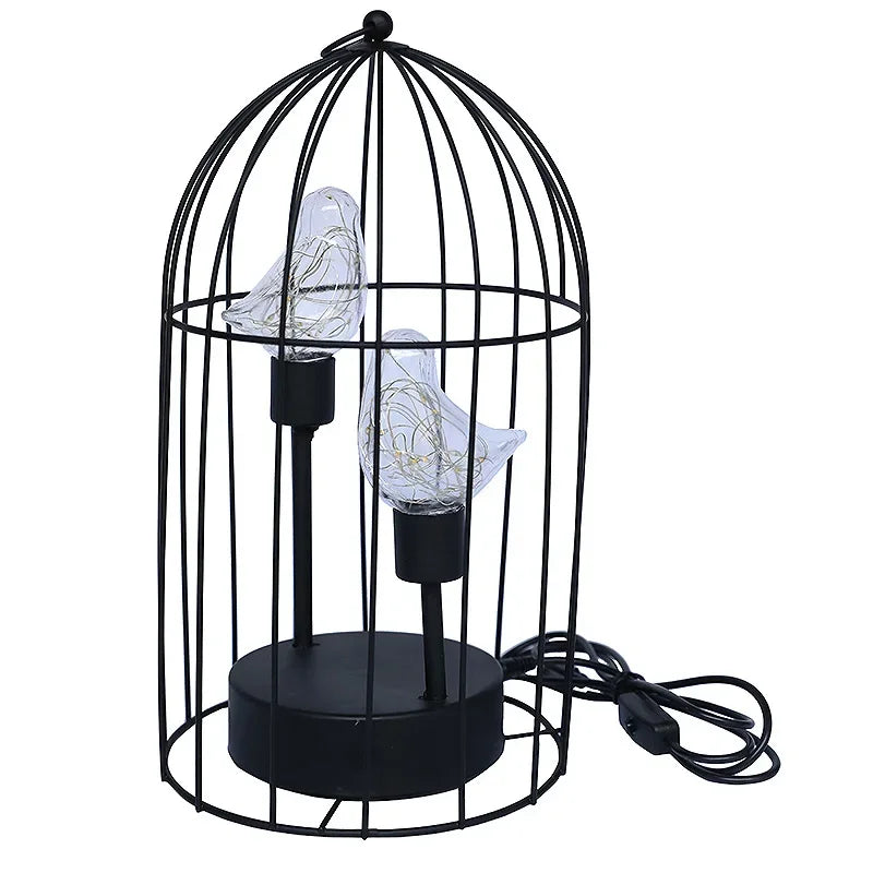 Moktan Sabai Birdcage Table Lamp Warm White Fairy Light Bird LED Bedroom Living Room Decor